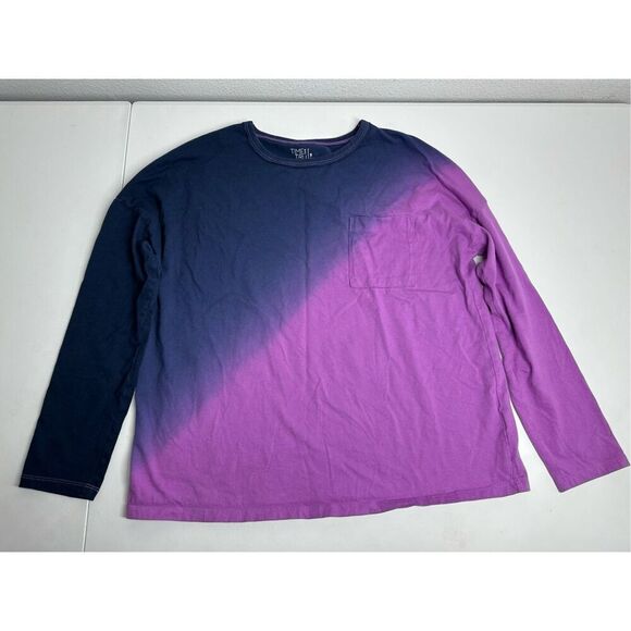 Time and Tru Women's Oversized Tie Dye T-Shirt Long Sleeves Blue Purple Size S - Picture 5 of 9
